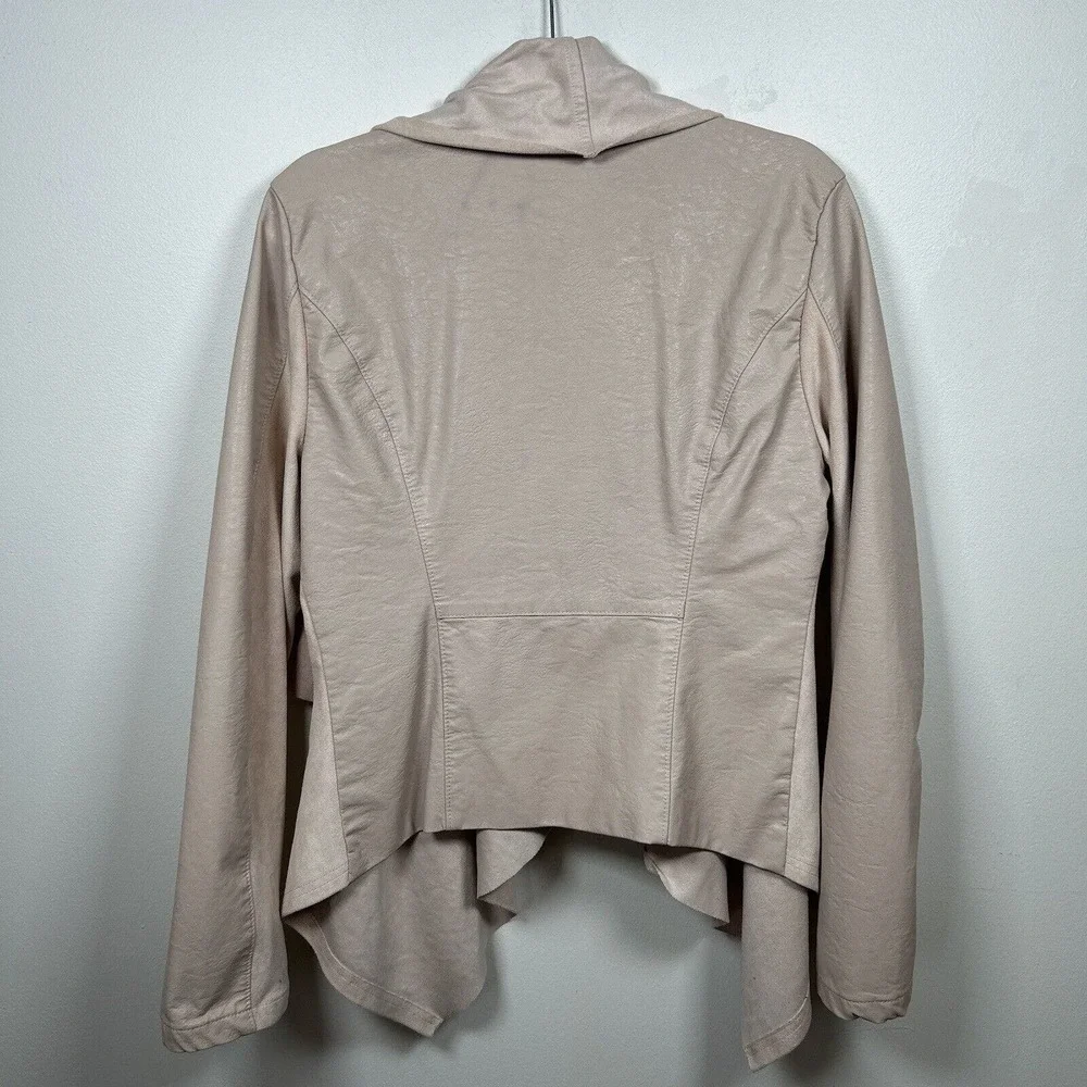 Blank NYC Mixed Media Faux Leather Draped Open Front Cardigan Jacket Size Large - Picture 5 of 8